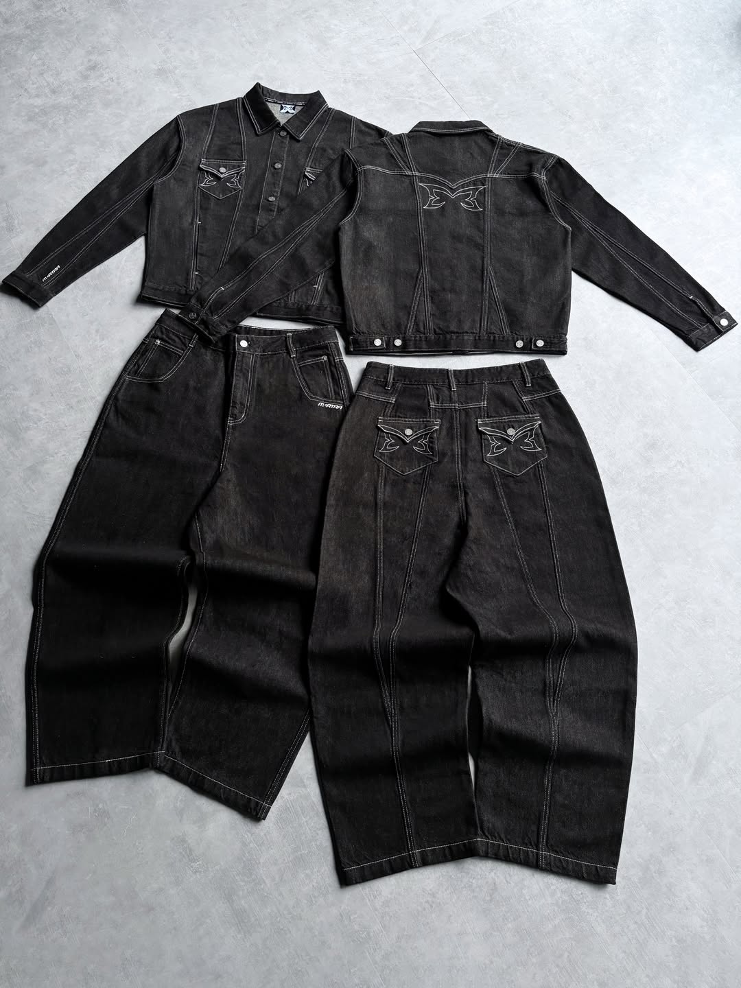 Mertra Jeans Tracksuit Set Black